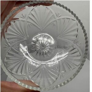 Vintage‎ Malaysian Iridescent Glass Bowl Candy Dish Scalloped Edge 4 Inches